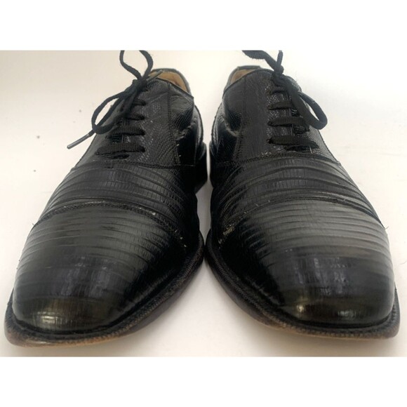 Botticelli Genuine Teju Lizard Black Oxford/Derby Shoes US10-10.5 Made in Italy main image 4
